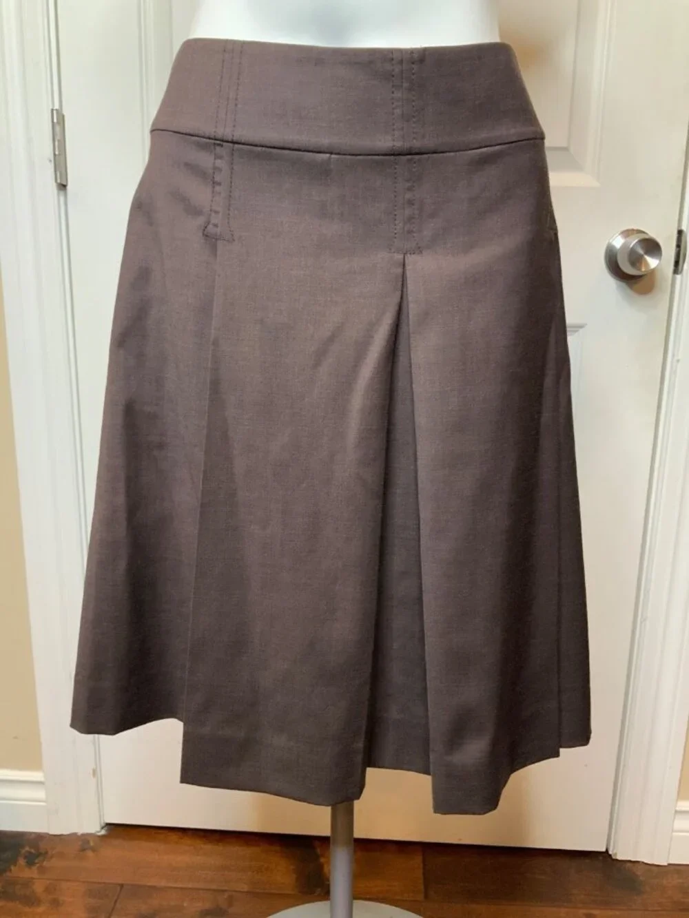 Tory Burch Brown Wool Pleated Skirt, Size 12
